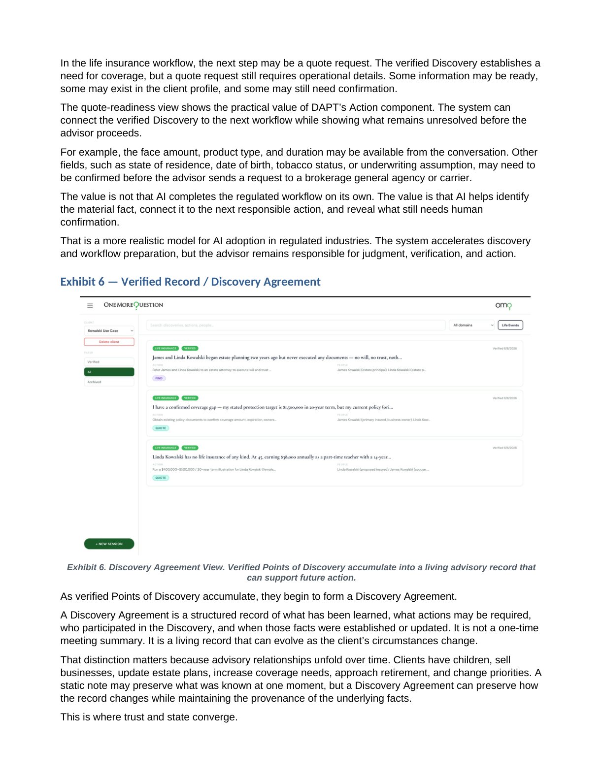 Exhibit 6: Verified Record and Discovery Agreement